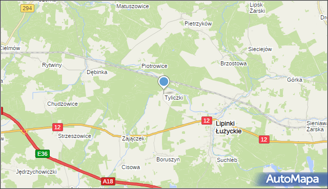 mapa Tyliczki, Tyliczki na mapie Targeo